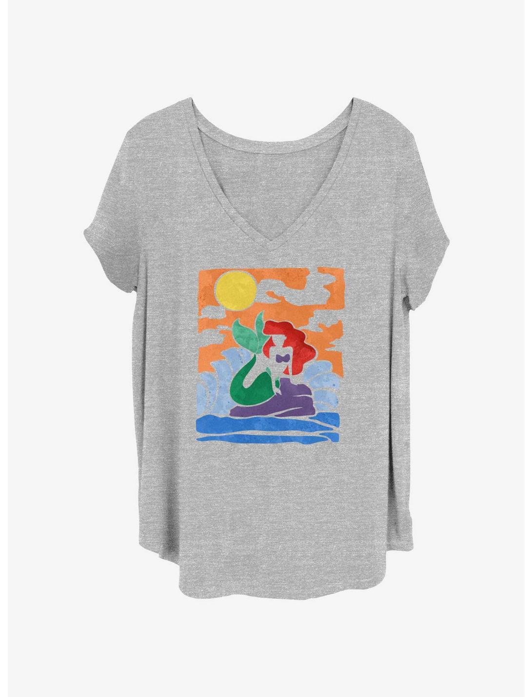 Disney The Little Mermaid Water Color Mermaid Womens T-Shirt Plus Size, HEATHER GR, hi-res