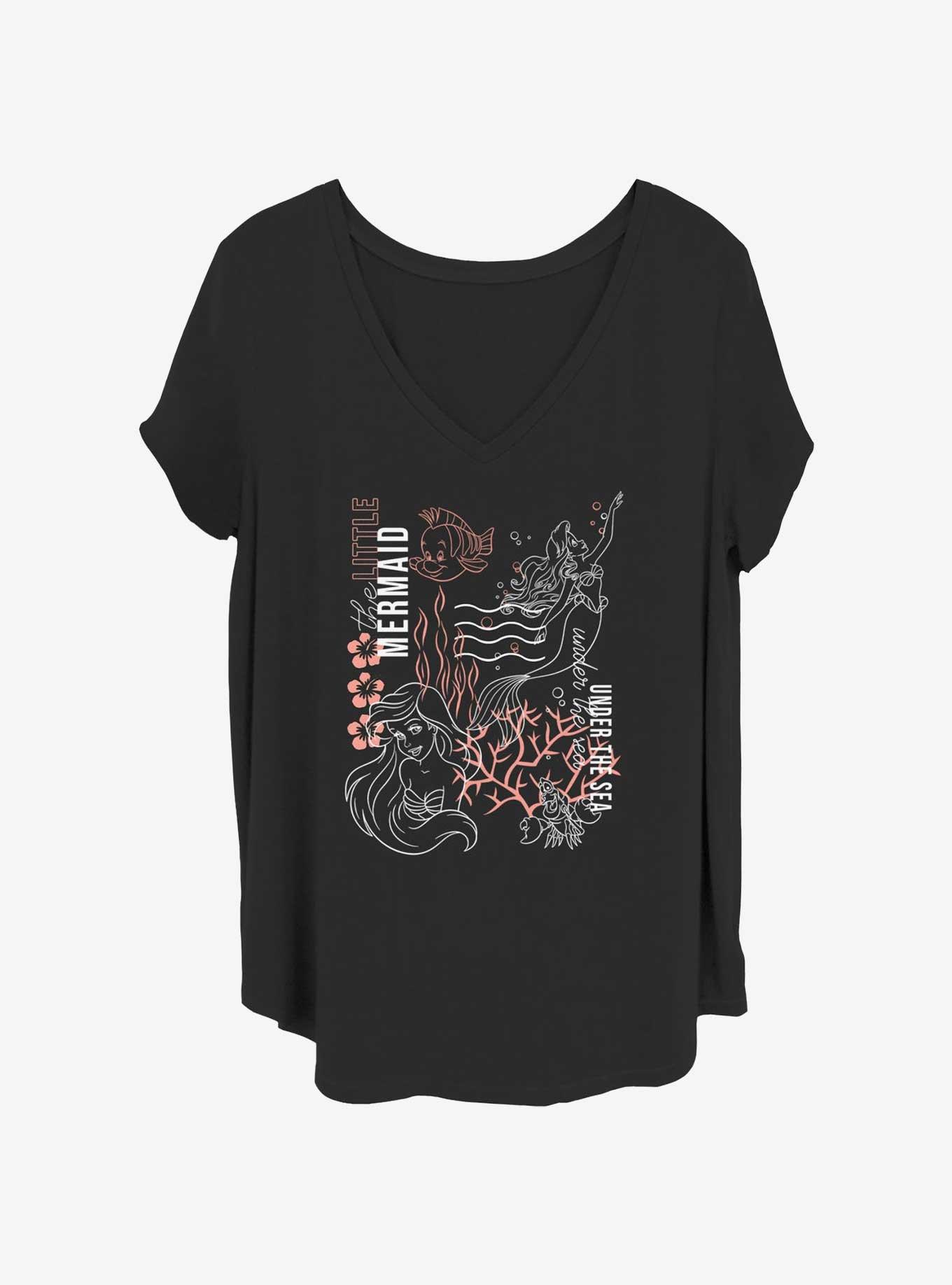 Disney The Little Mermaid Mermaid Glitch Womens T-Shirt Plus Size