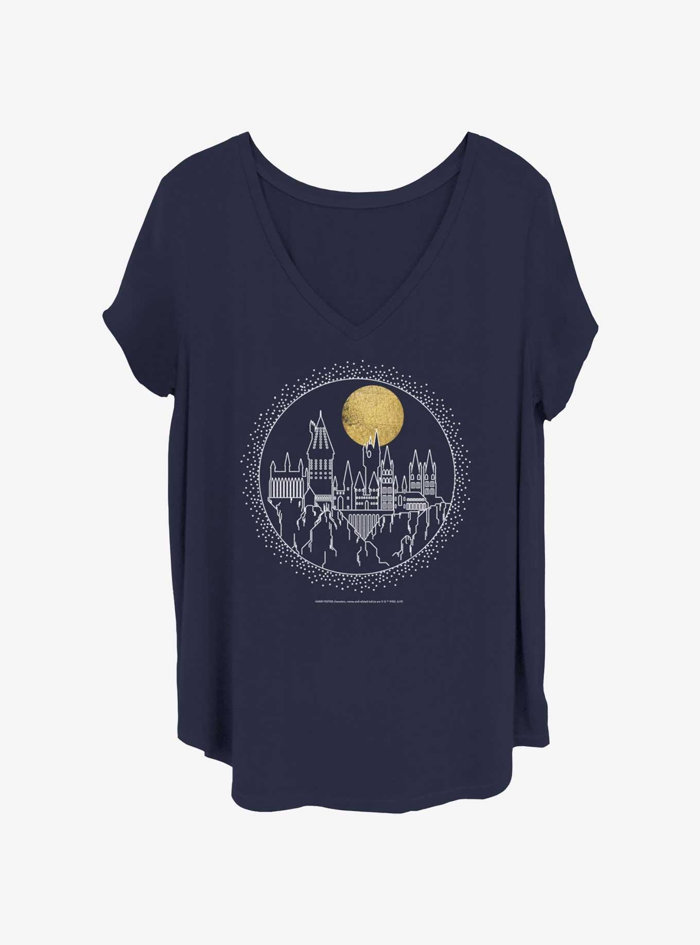 Harry Potter Hogwarts Line Art Womens T-Shirt Plus Size