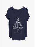 Harry Potter Deathly Hallows Line Symbol Womens T-Shirt Plus Size, NAVY, hi-res