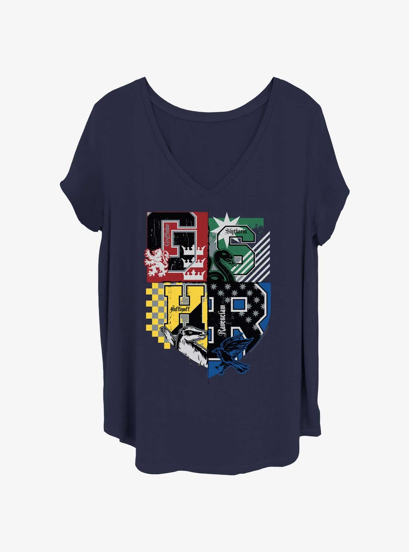Harry Potter Hogwarts House Crests Womens T-Shirt Plus Size, NAVY, hi-res