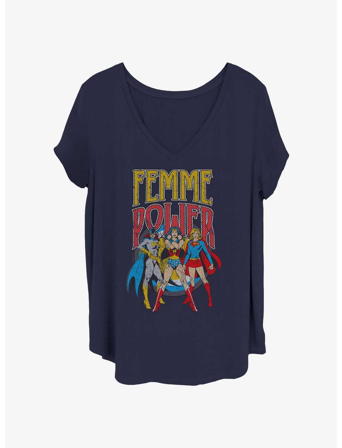 DC Femme Power Trio Womens T-Shirt Plus Size, NAVY, hi-res