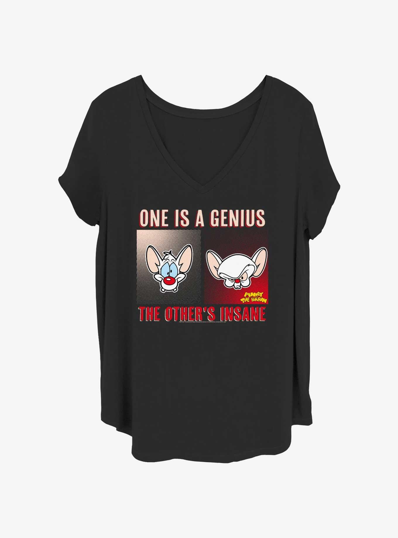 Pinky and the Brain Genius And Insane Womens T-Shirt Plus Size, BLACK, hi-res