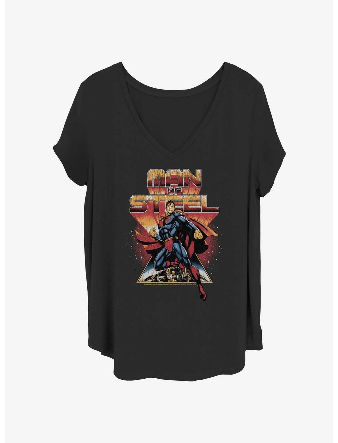 DC Superman Man Of Steel Womens T-Shirt Plus Size, BLACK, hi-res
