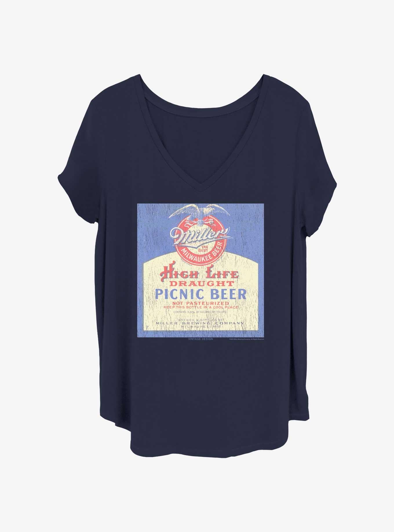 Coors Vintage Poster Miller Womens T-Shirt Plus Size, NAVY, hi-res