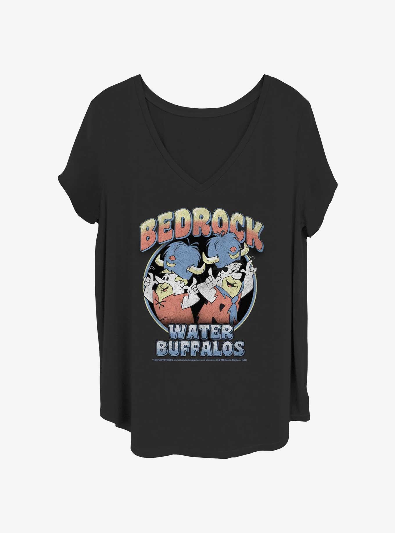 The Flintstones Bedrock Water Buffalos Womens T-Shirt Plus Size, BLACK, hi-res