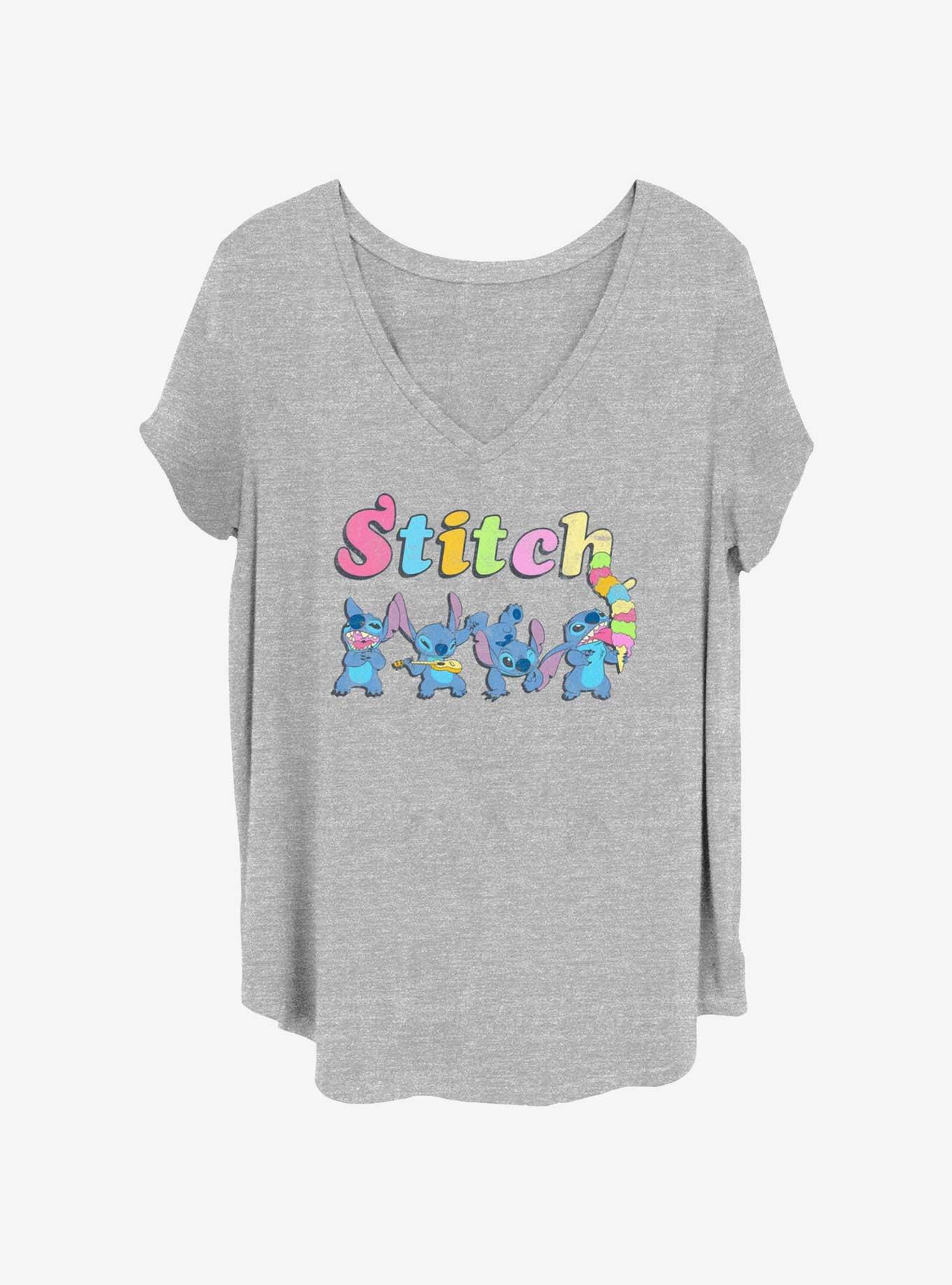 Disney Lilo & Stitch Colorful Stitches Womens T-Shirt Plus Size, HEATHER GR, hi-res