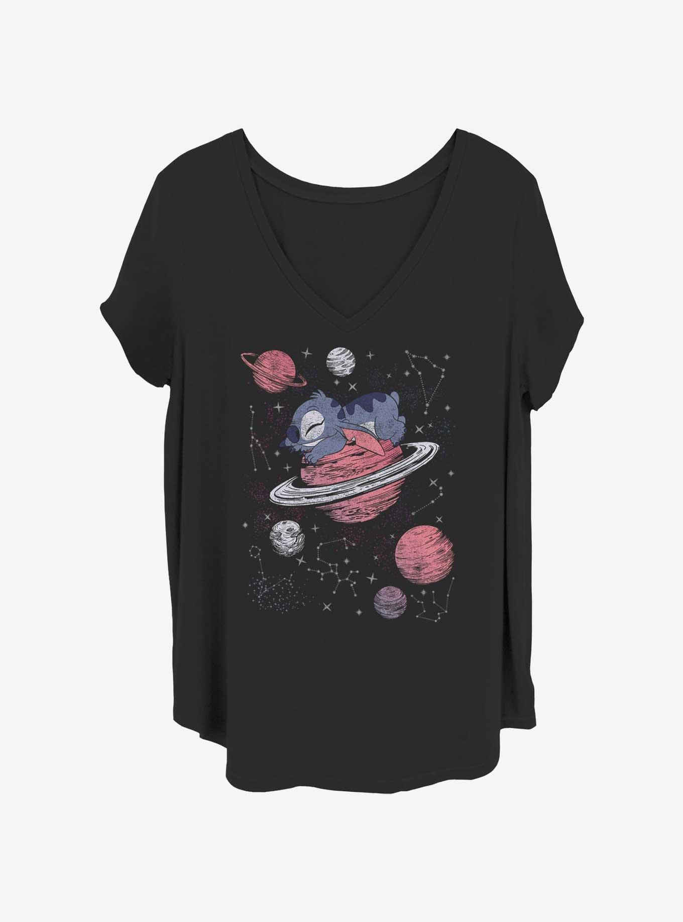 Disney Lilo & Stitch Saturn Snooze Womens T-Shirt Plus Size, BLACK, hi-res