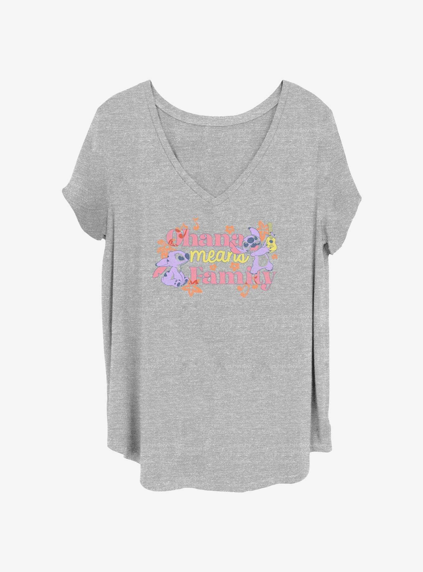 Disney Lilo & Stitch Ohana Means Family Womens T-Shirt Plus Size, HEATHER GR, hi-res