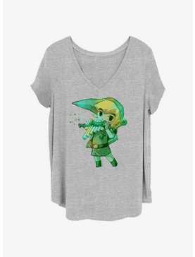 Nintendo Link Flute Watercolor Womens T-Shirt Plus Size, , hi-res