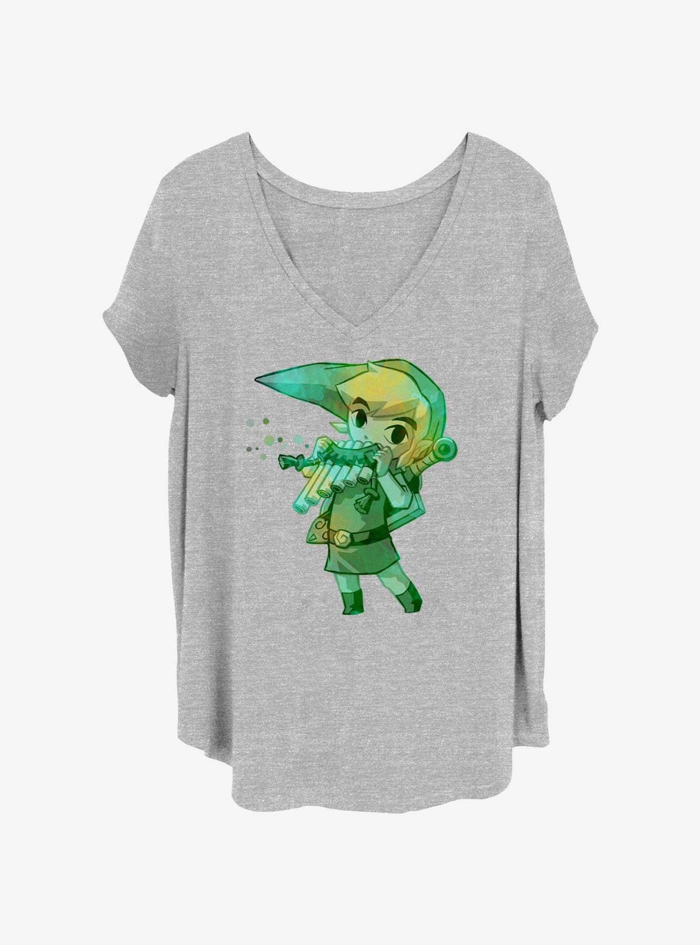Nintendo Link Flute Watercolor Womens T-Shirt Plus Size, , hi-res