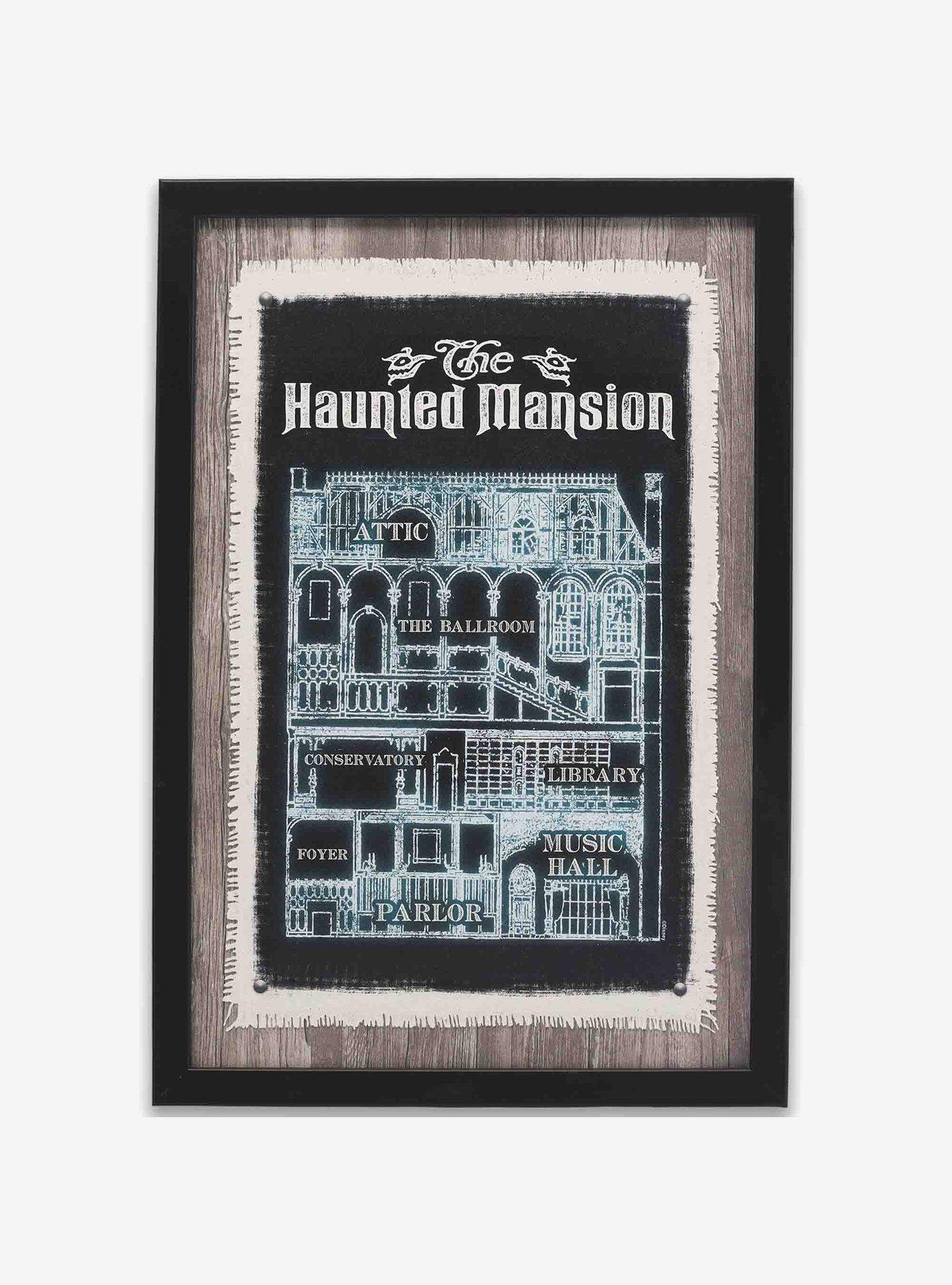 Disney Haunted Mansion Blueprint Framed Wood Wall Decor, , hi-res