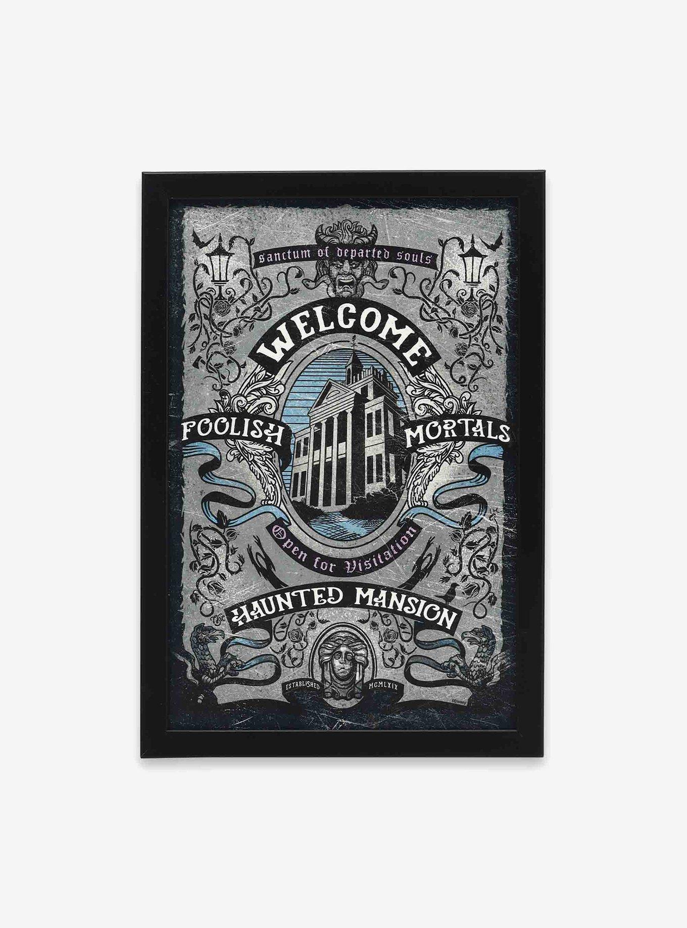 Disney Haunted Mansion Welcome Foolish Mortals Framed Wood Wall Decor