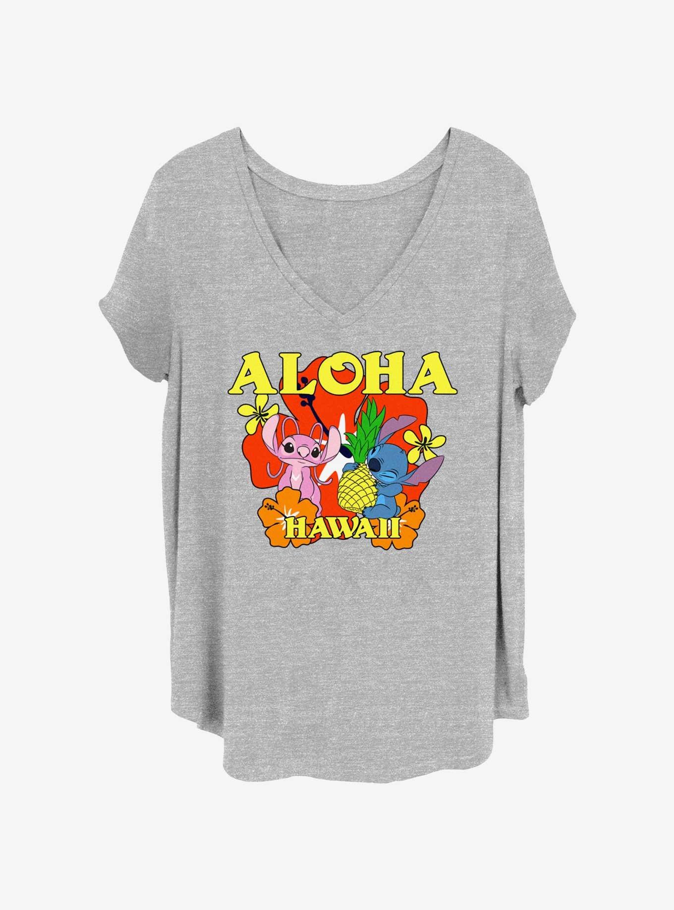 Disney Lilo & Stitch Aloha Angel & Stitch Womens T-Shirt Plus Size, HEATHER GR, hi-res