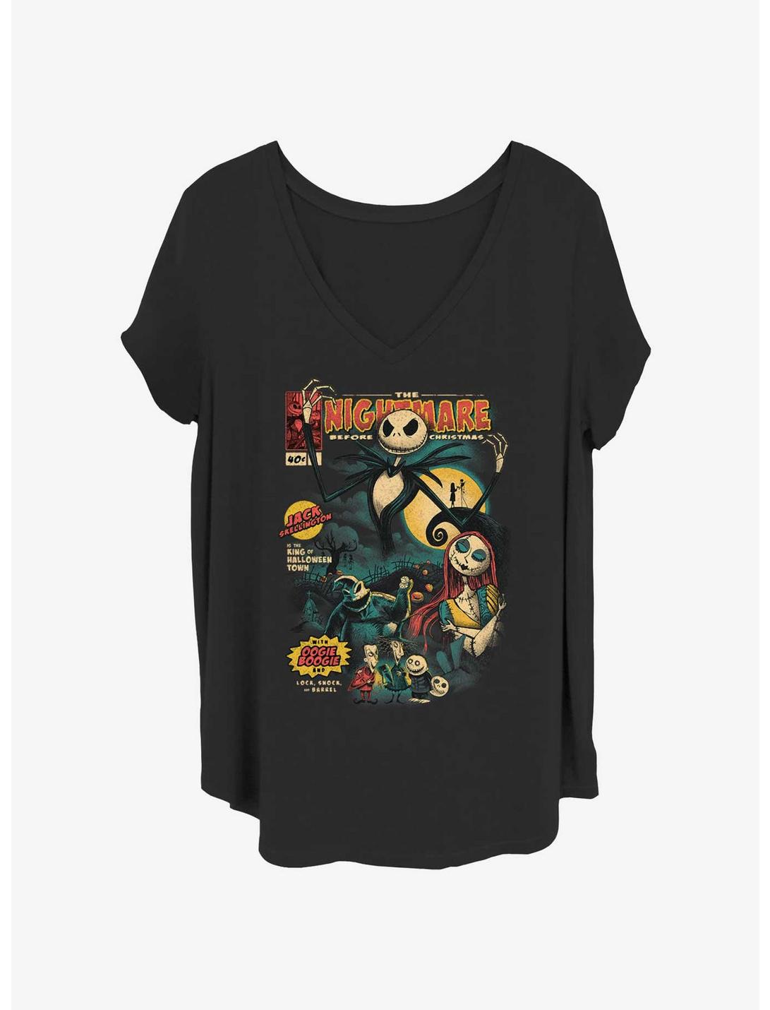 Disney The Nightmare Before Christmas Comic Cover Womens T-Shirt Plus Size, BLACK, hi-res