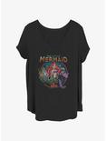 Disney The Little Mermaid Mermaid Crew Womens T-Shirt Plus Size, BLACK, hi-res