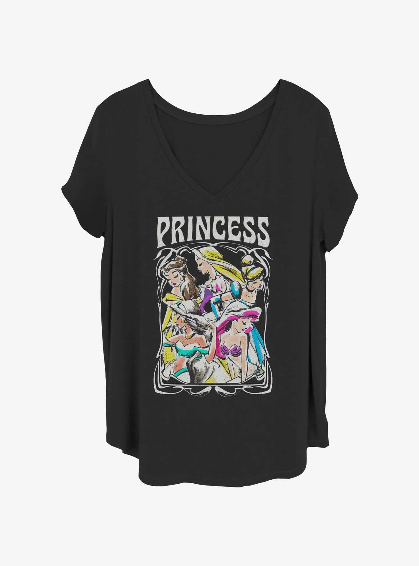 Disney Princesses Retro Princess Womens T-Shirt Plus Size, BLACK, hi-res