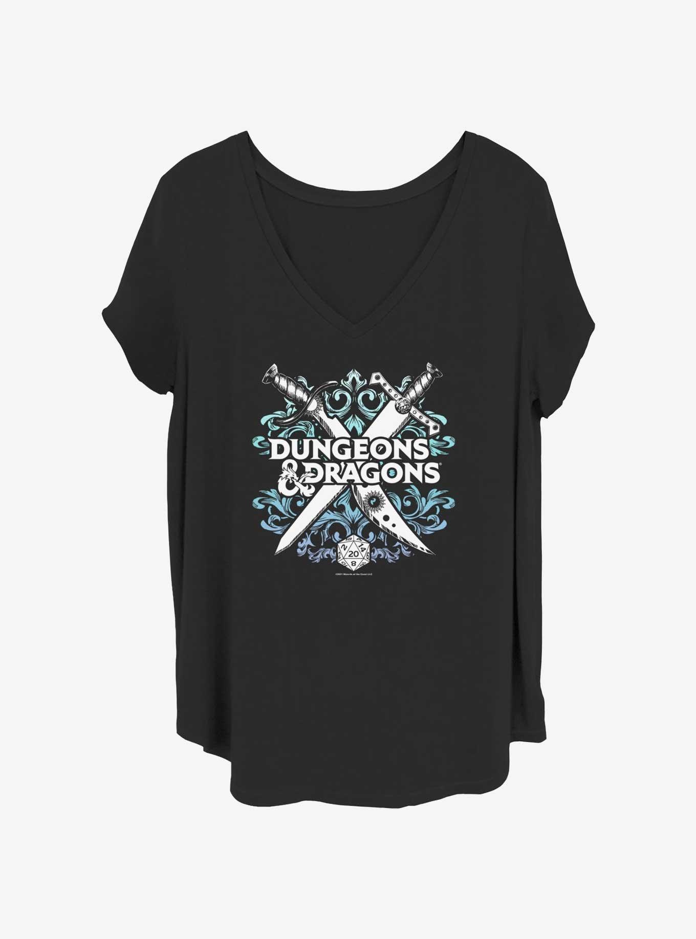 Dungeons & Dragons Decorative Crossed Weapons Womens T-Shirt Plus