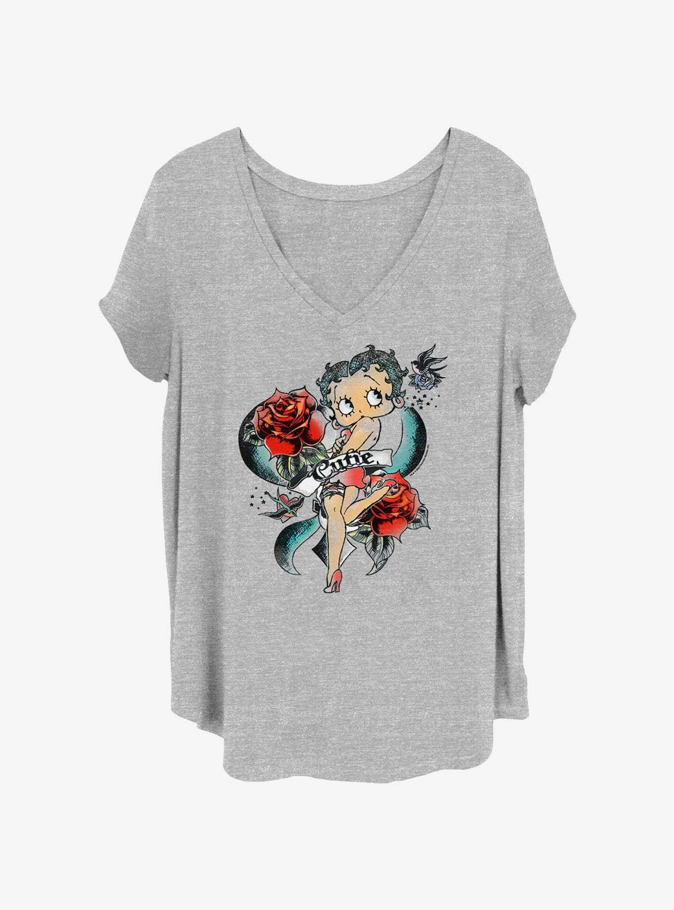 Betty Boop Cutie Rose Tattoo Womens T-Shirt Plus Size, , hi-res