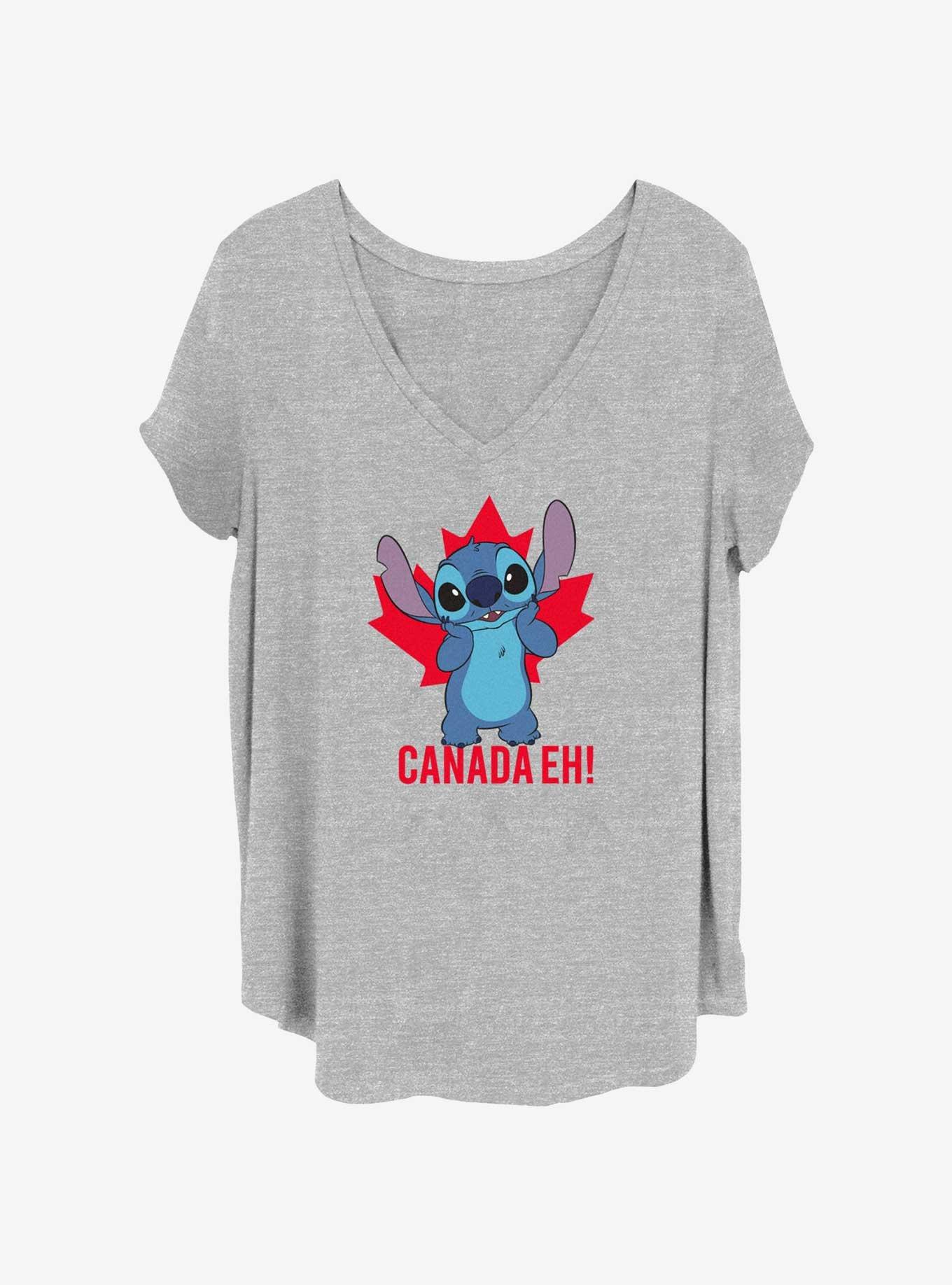 Disney Lilo & Stitch Canada Day Stitch Womens T-Shirt Plus Size, HEATHER GR, hi-res