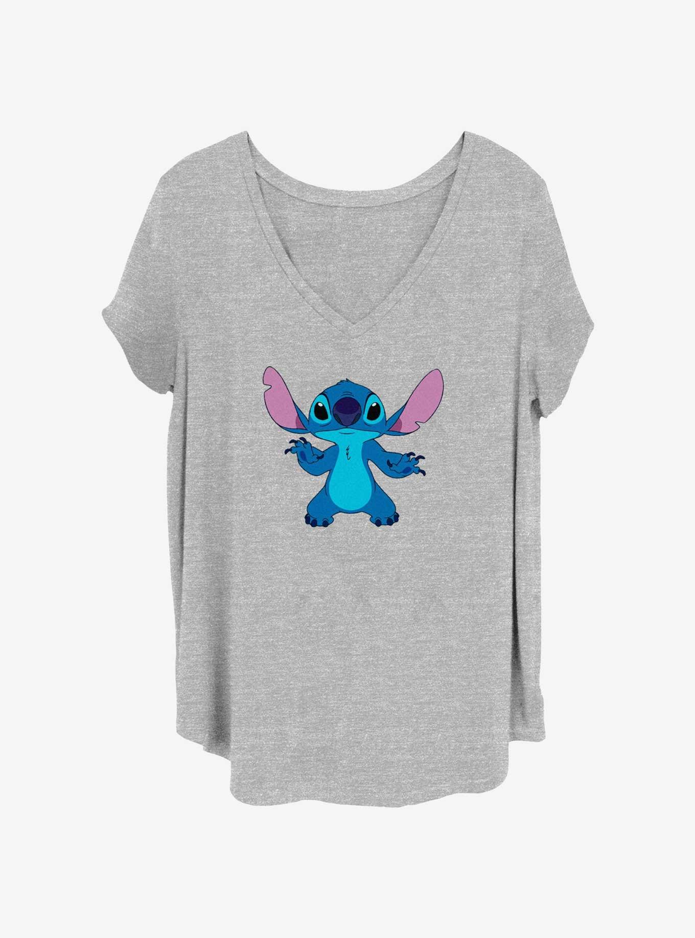 Disney Lilo & Stitch Shy Wave Womens T-Shirt Plus Size, HEATHER GR, hi-res