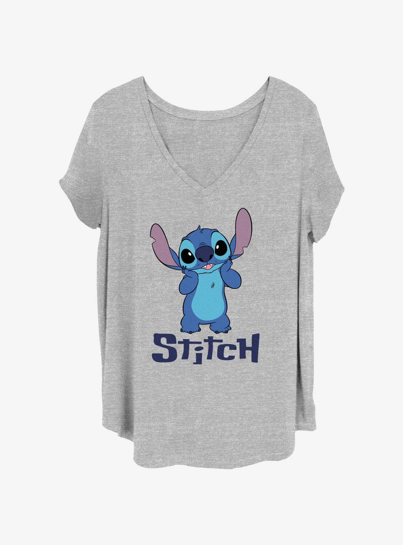 Disney Lilo & Stitch Bashful Stitch Smile Womens T-Shirt Plus Size, HEATHER GR, hi-res