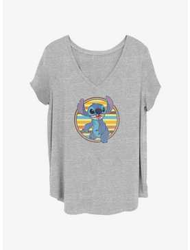 Disney Lilo & Stitch Retro Stripe Badge Womens T-Shirt Plus Size, , hi-res