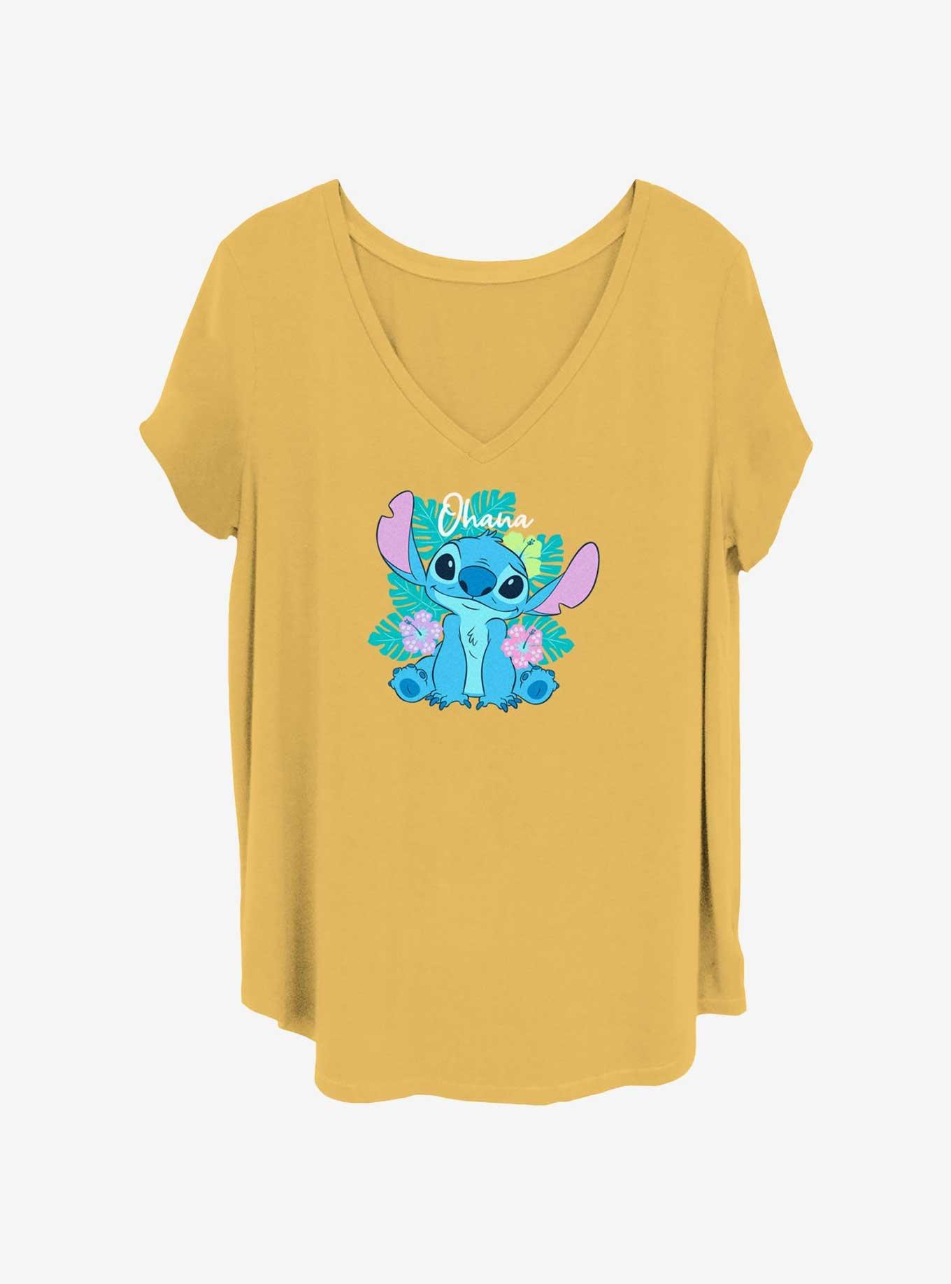 Disney Lilo & Stitch Ohana Stitch Flowers Womens T-Shirt Plus Size, , hi-res