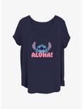 Disney Lilo & Stitch Stitch Aloha Peek Womens T-Shirt Plus Size, NAVY, hi-res