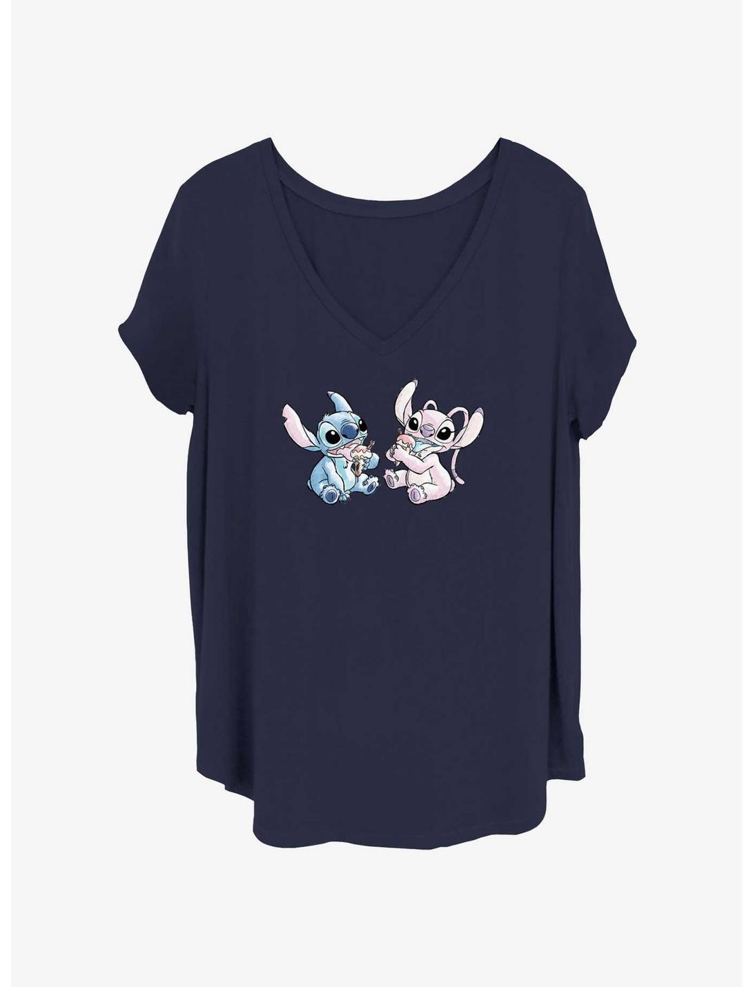 Disney Lilo & Stitch Stitch Angel Ice Cream Womens T-Shirt Plus Size, NAVY, hi-res