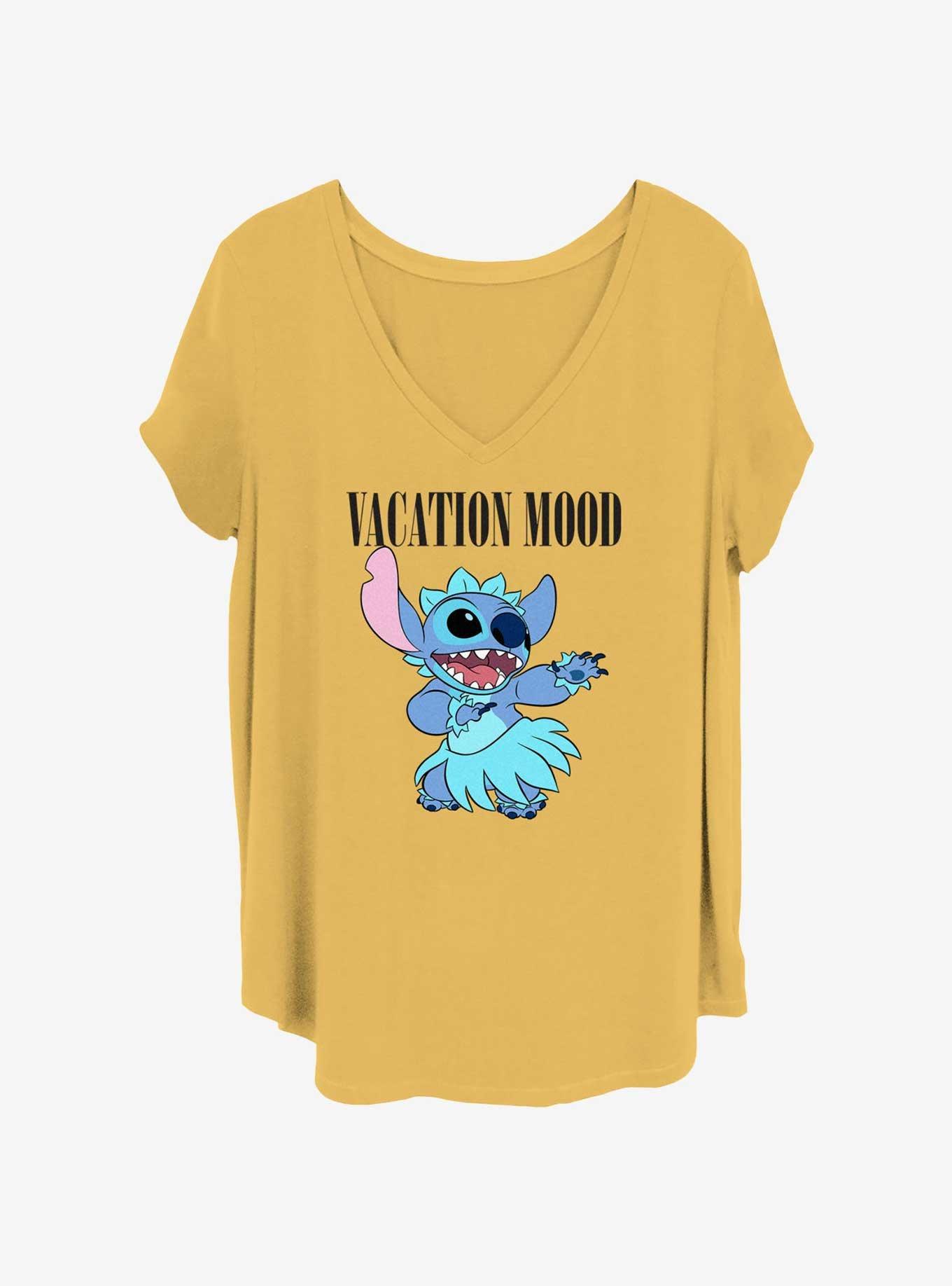 Disney Lilo & Stitch Vacation Mood Stitch Womens T-Shirt Plus Size, OCHRE, hi-res