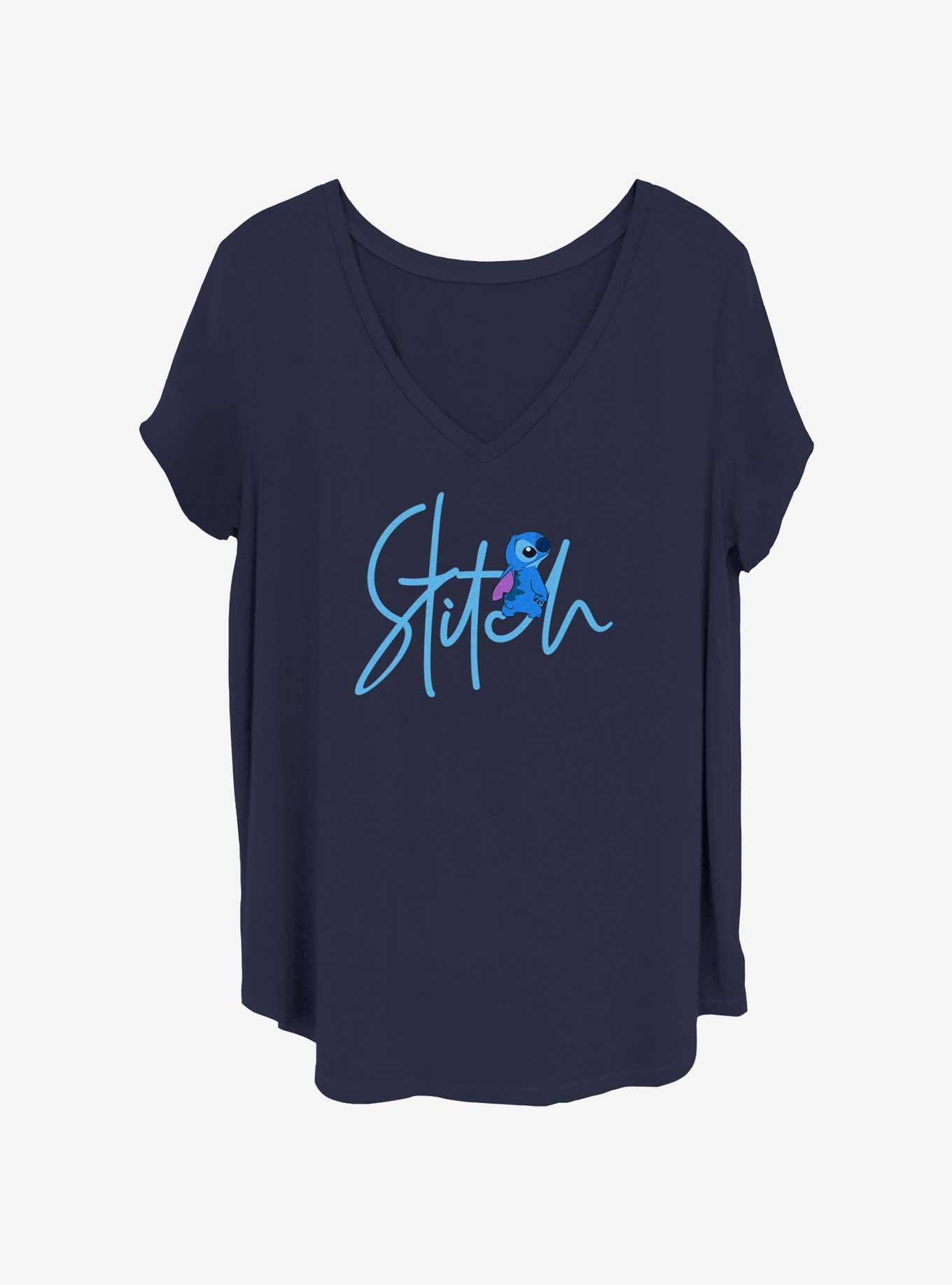 Disney Lilo & Stitch Handwriting Womens T-Shirt Plus Size, NAVY, hi-res