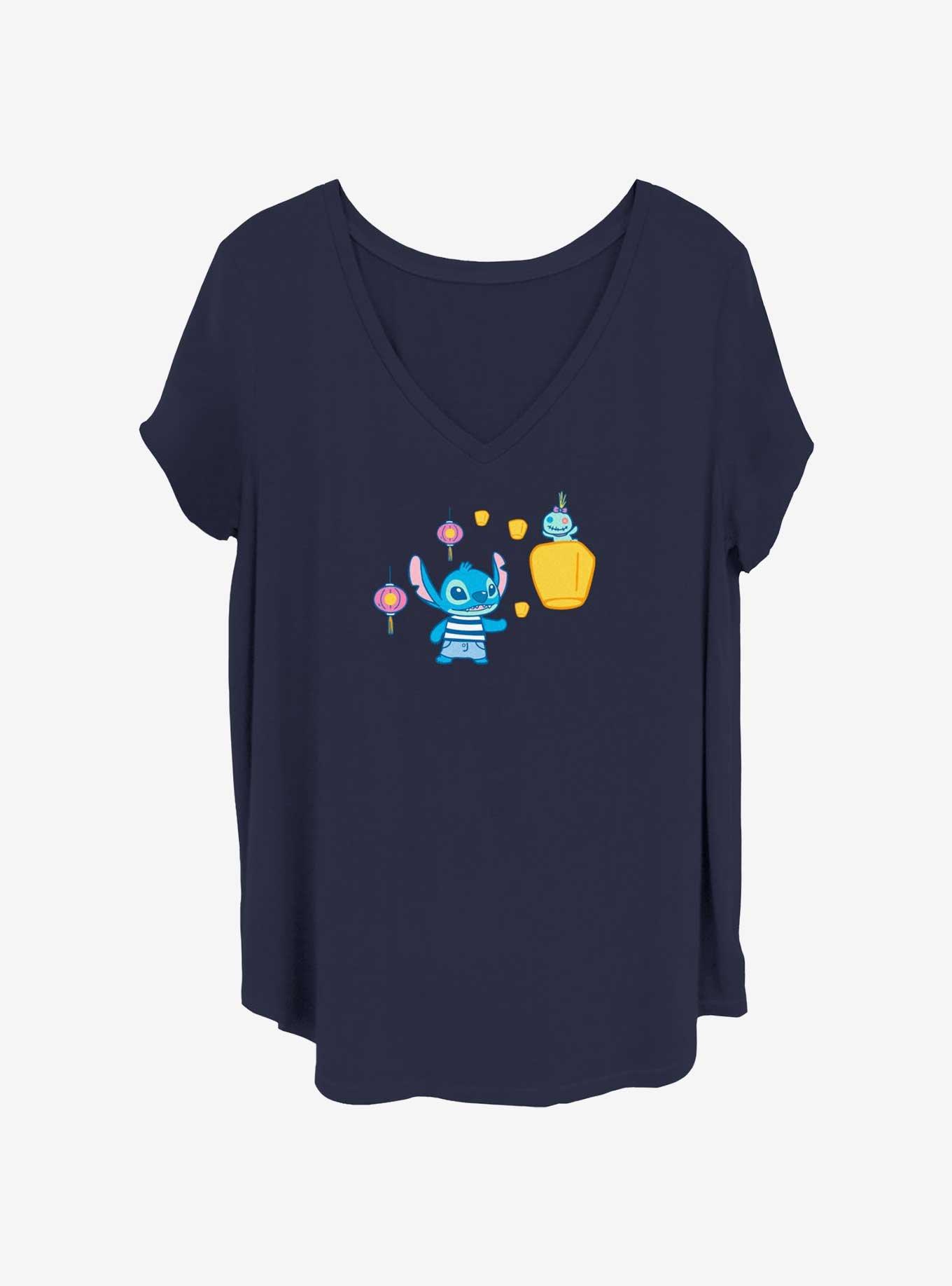 Disney Lilo & Stitch Chinese Lantern Womens T-Shirt Plus Size, NAVY, hi-res