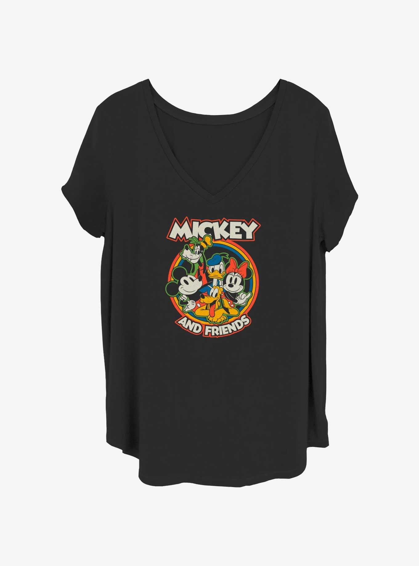 Disney Mickey Mouse Retro Roundup Womens T-Shirt Plus Size, BLACK, hi-res