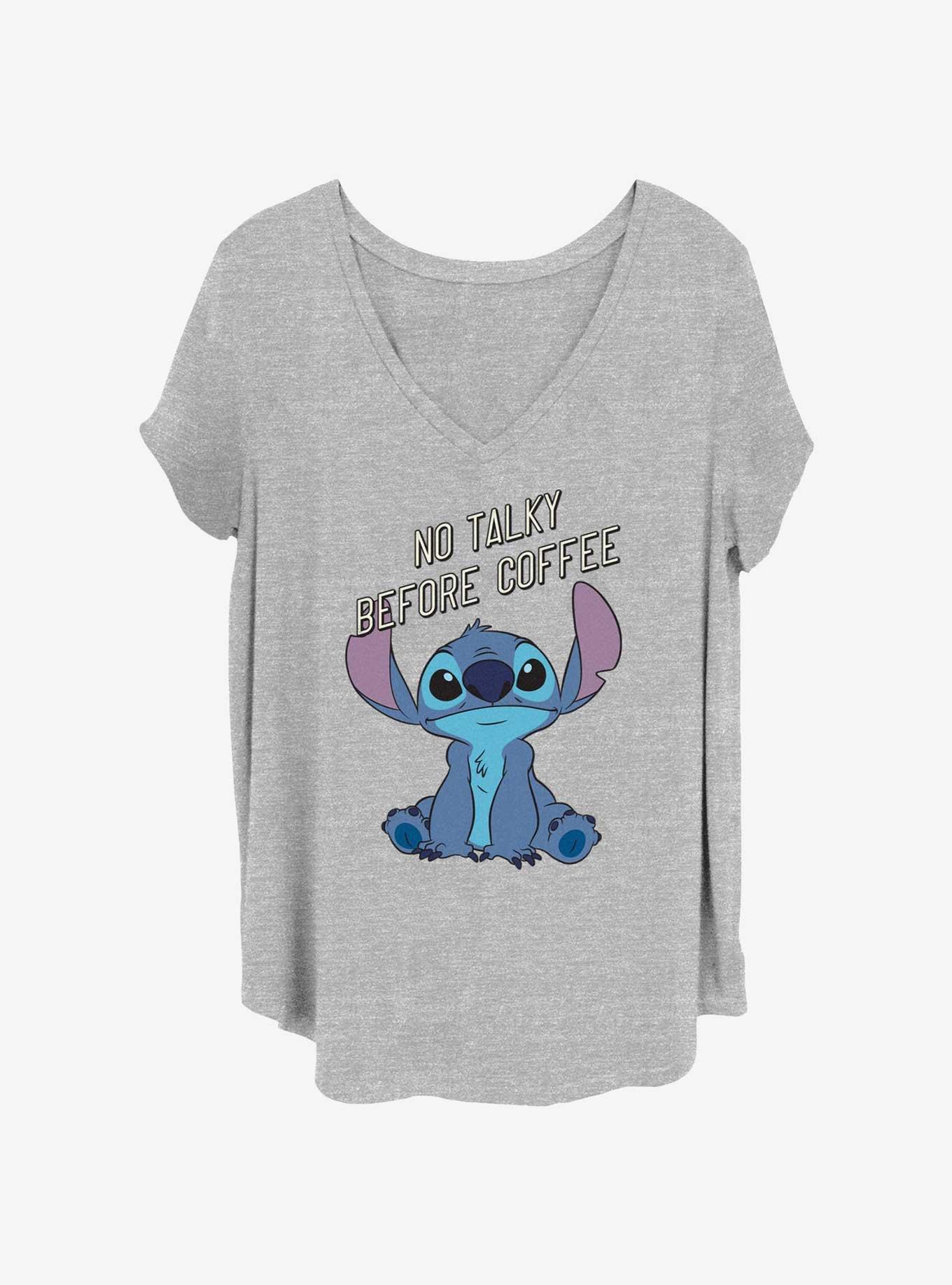 Disney Lilo & Stitch No Talky Before Coffee Womens T-Shirt Plus