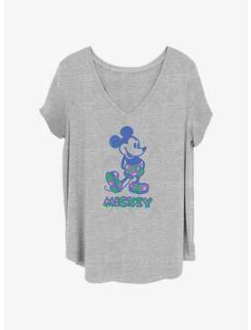 Disney Mickey Mouse Mickey Sketch Floral Fill Womens T-Shirt Plus Size, , hi-res