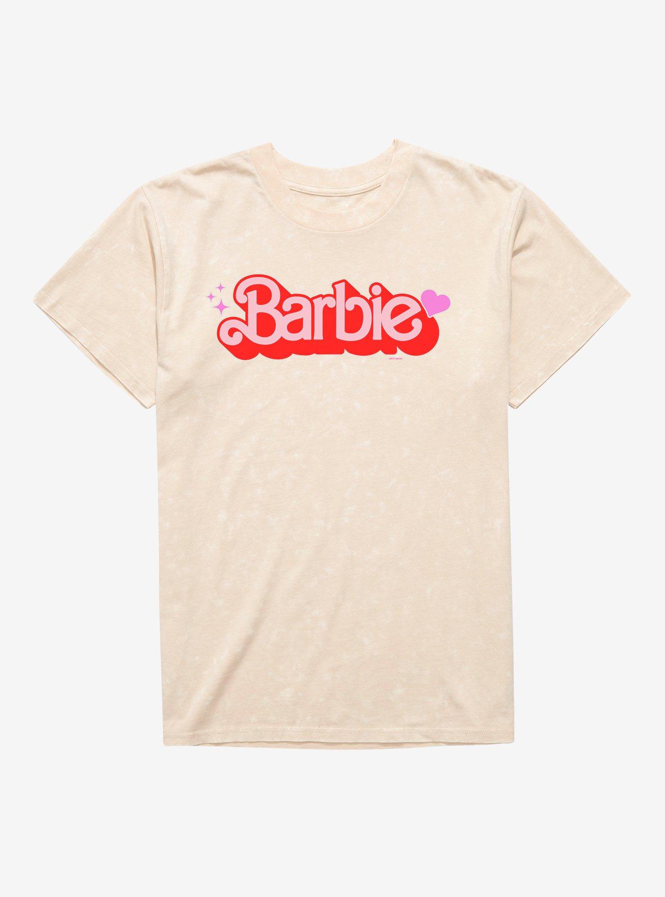 Barbie Red Heart Logo Mineral Wash T-Shirt, NATURAL MINERAL WASH, hi-res