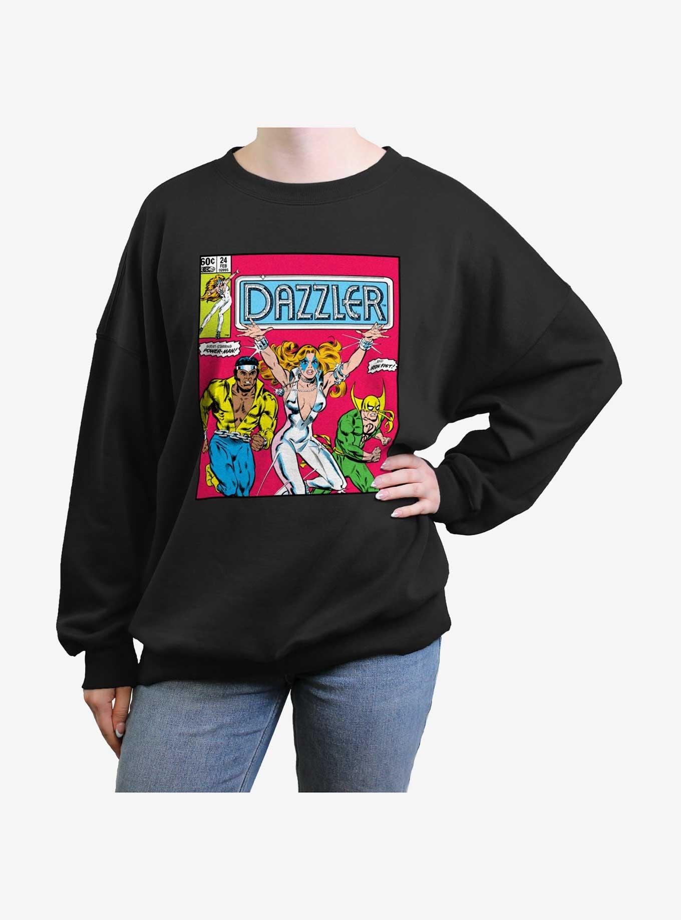Marvel Dazzler Power Man and Iron Fist Comic Cover Girls Oversized Sweatshirt, BLACK, hi-res