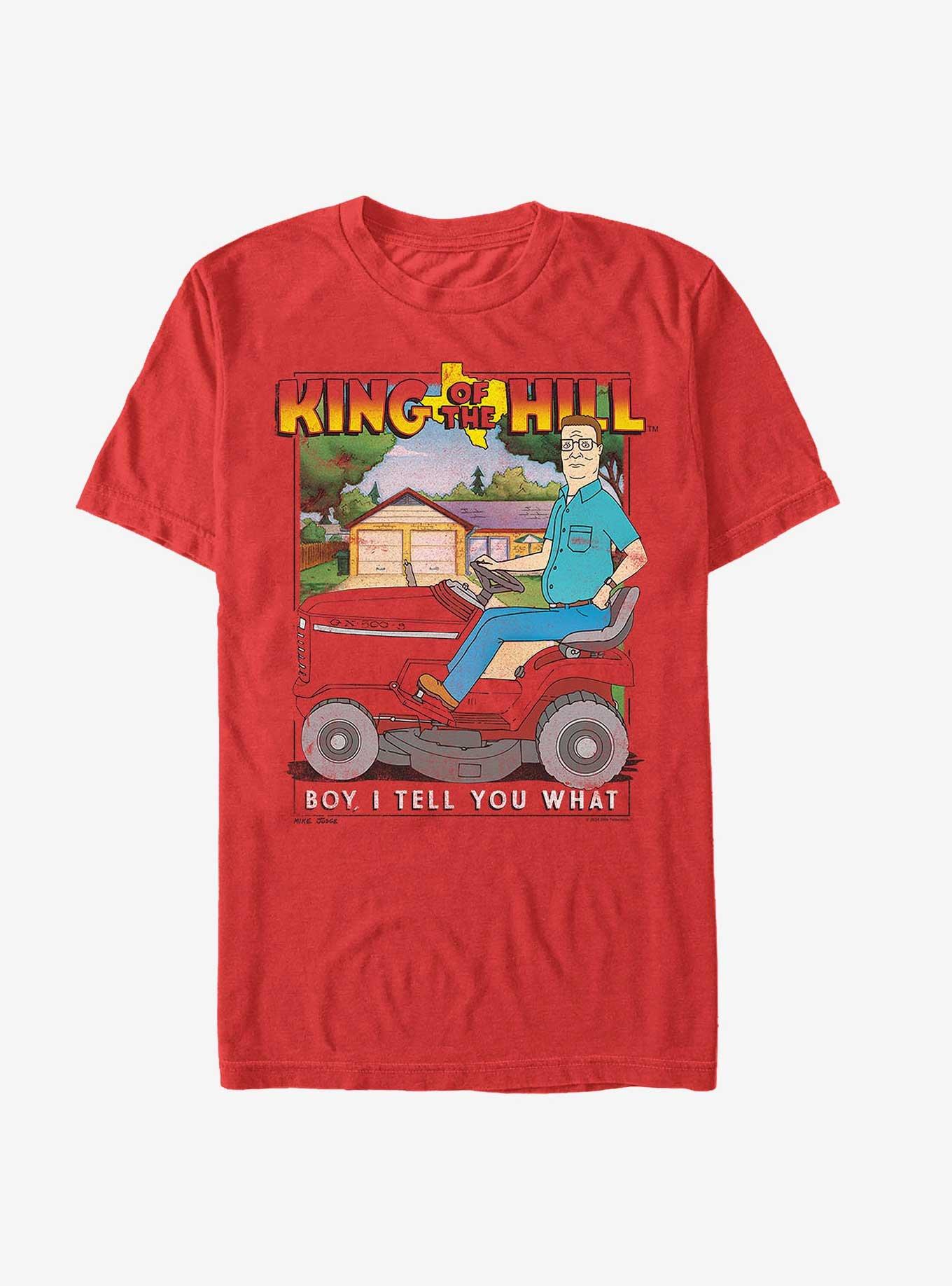 King of the Hill Hank On Mower T-Shirt, RED, hi-res