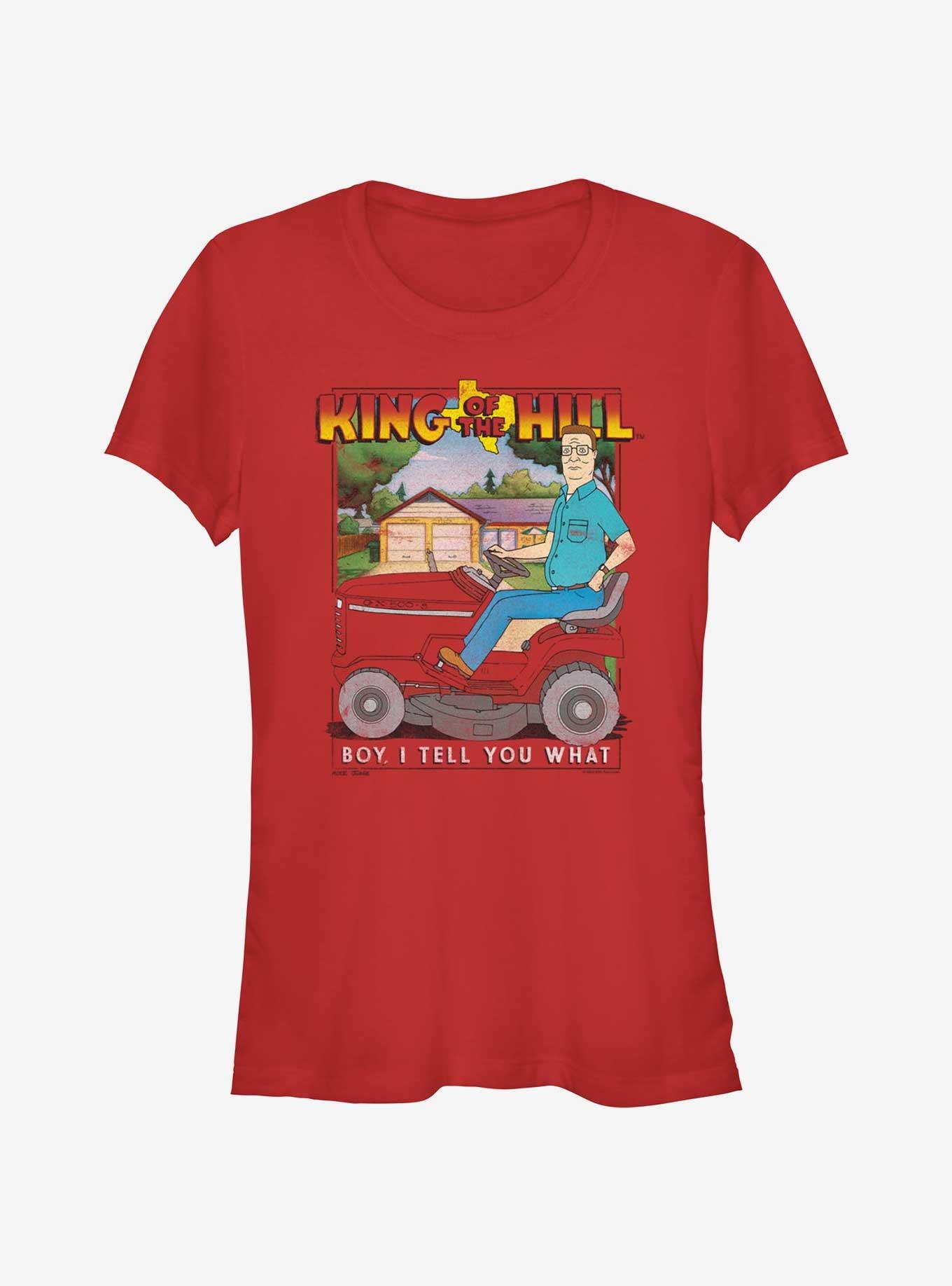 King of the Hill Hank On Mower Girls T-Shirt, RED, hi-res