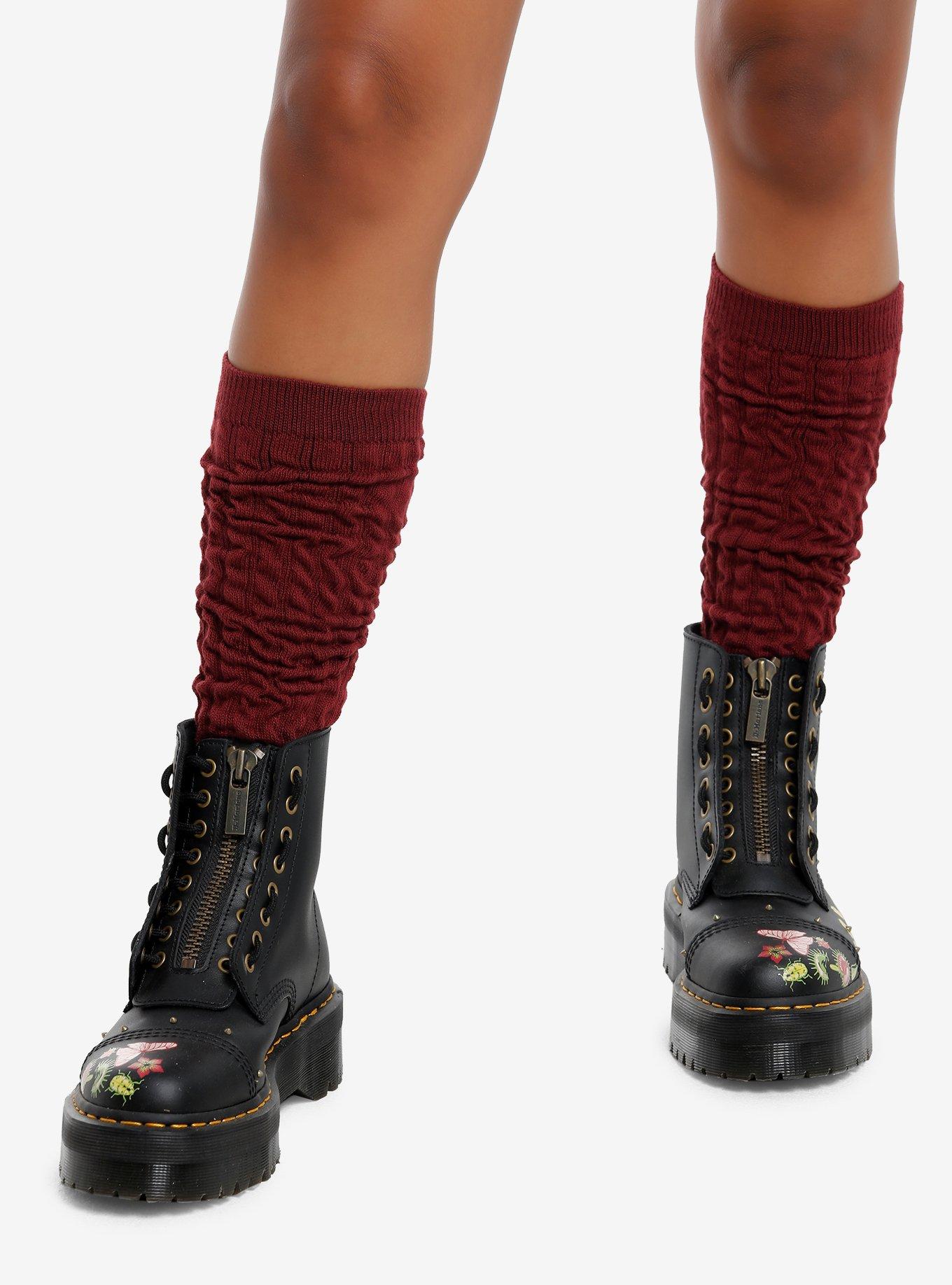 Burgundy Slouchy Knee-High Socks, , hi-res