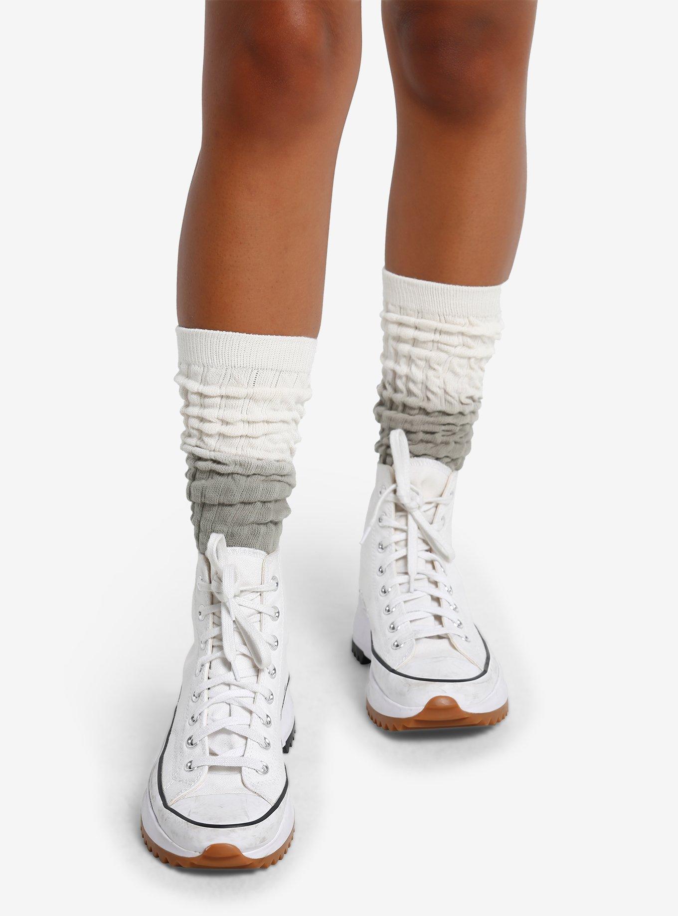 Cream & Olive Ombre Slouchy Socks, , hi-res