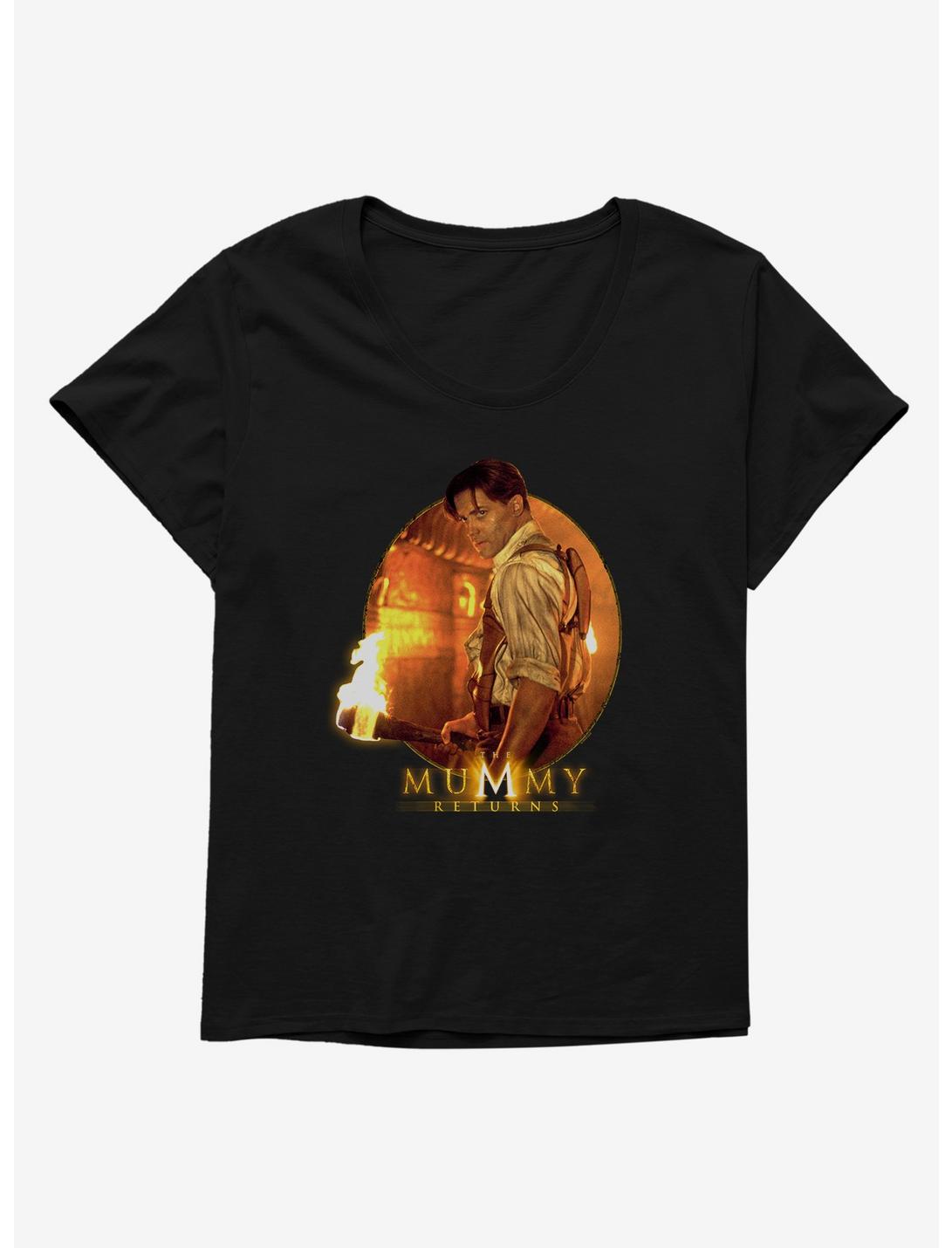 The Mummy Returns Rick O'Connell Torch Womens T-Shirt Plus Size, BLACK, hi-res