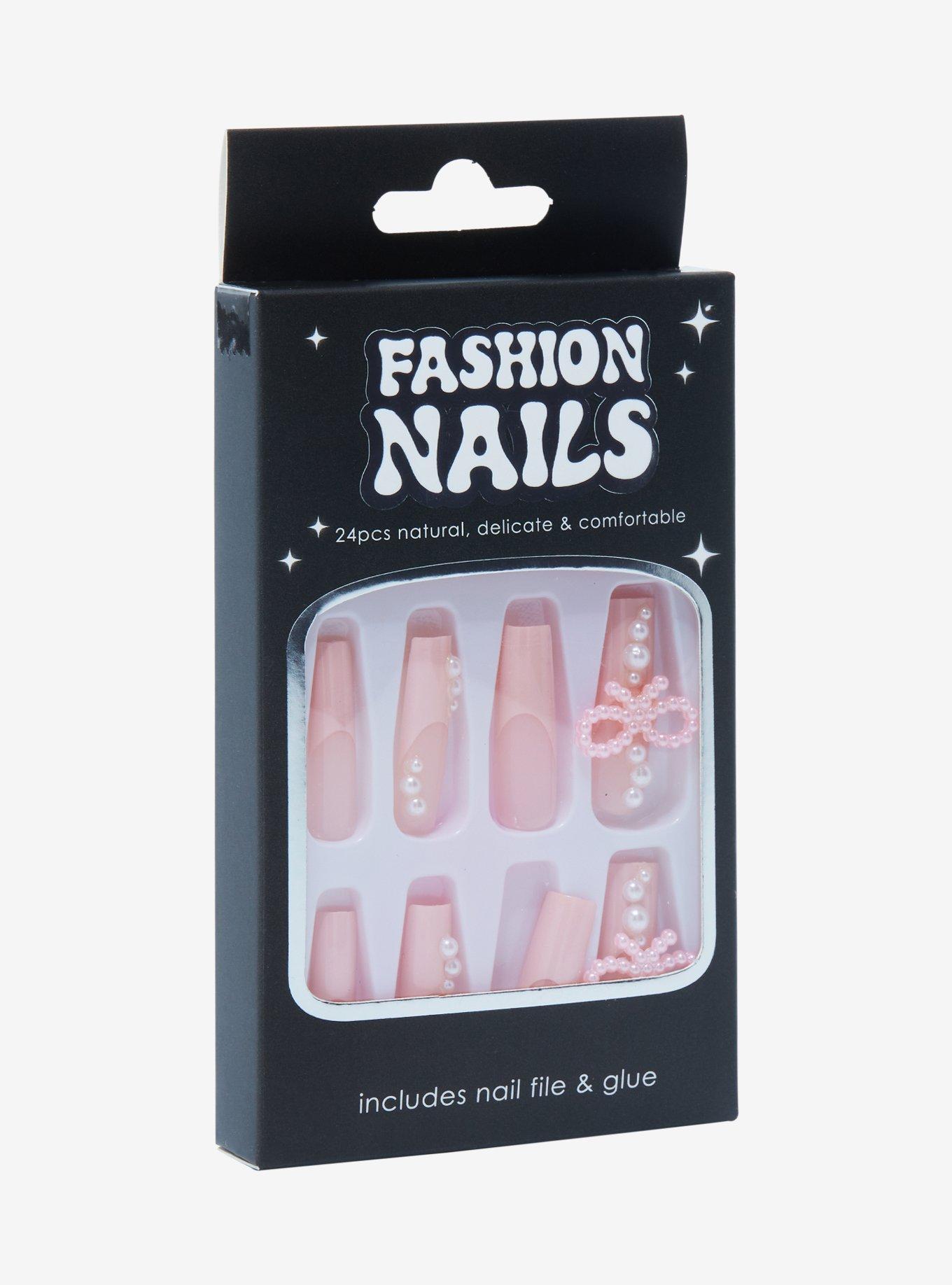 Pink Pearl Coquette Faux Nail Set, , hi-res