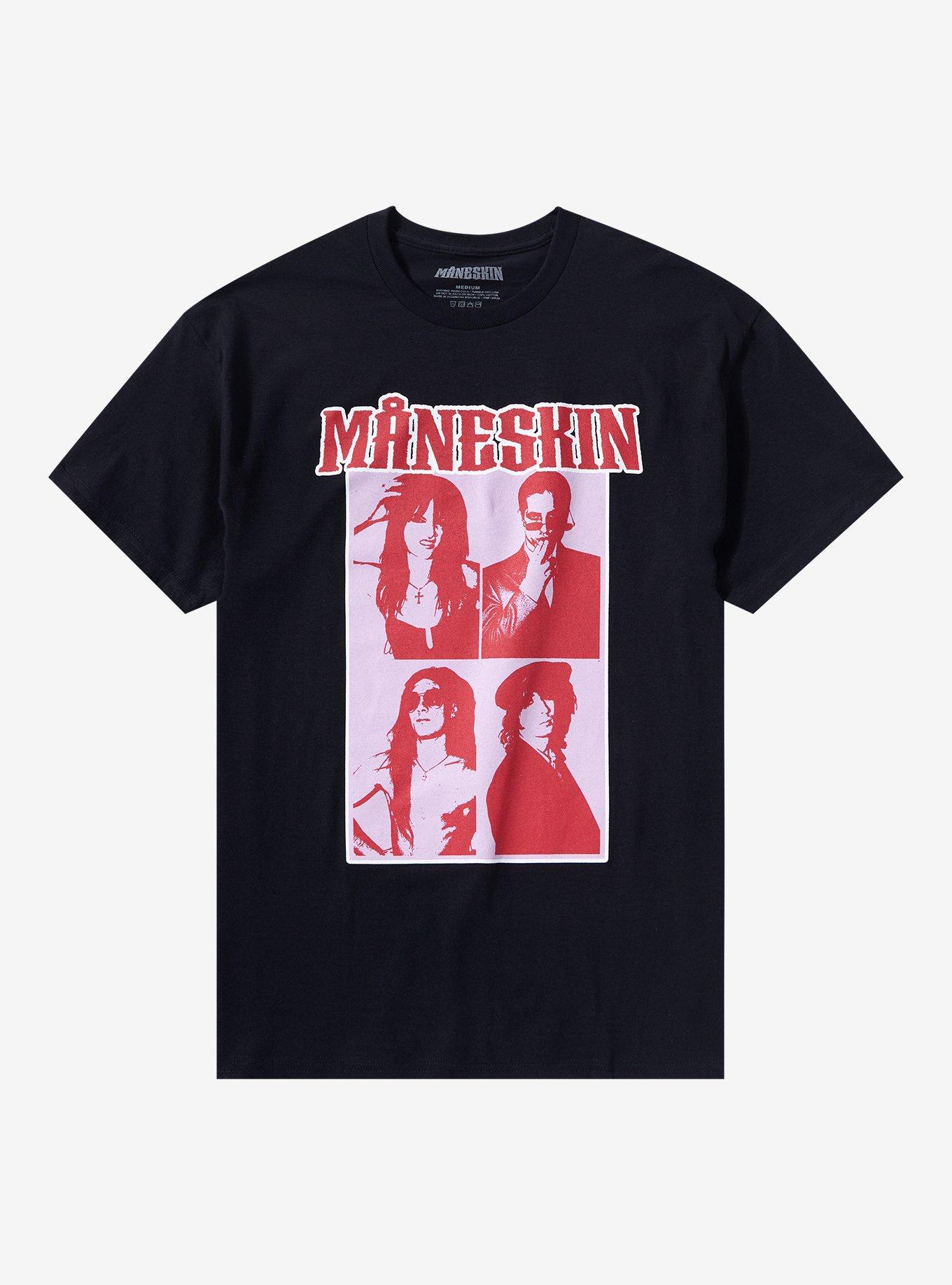 Maneskin Portrait Grid Boyfriend Fit Girls T-Shirt, BLACK, hi-res