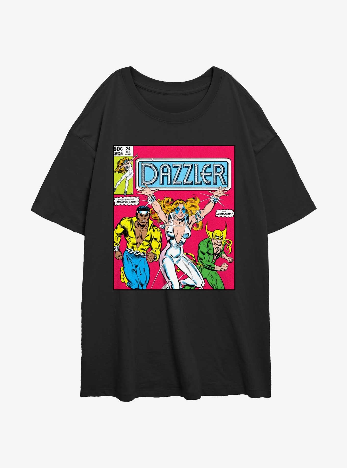 Marvel Dazzler Iron Fist And Luke Cage Womens Oversized T-Shirt, BLACK, hi-res