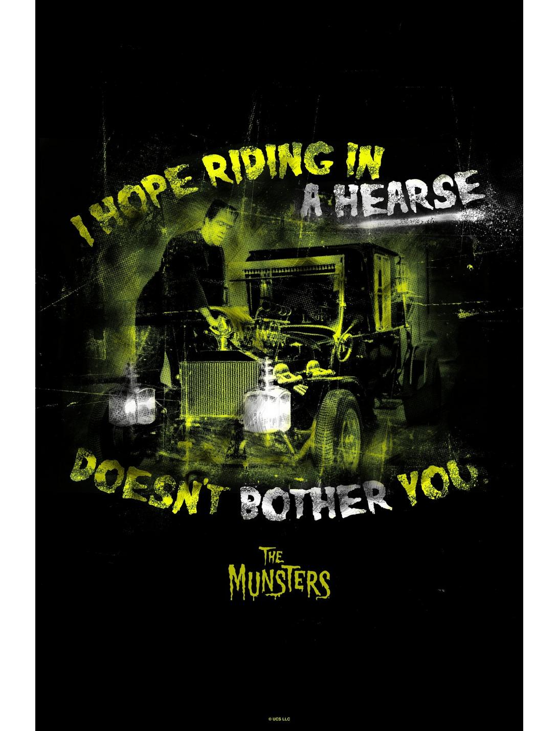 The Munsters Riding In A Hearse Poster, WHITE, hi-res