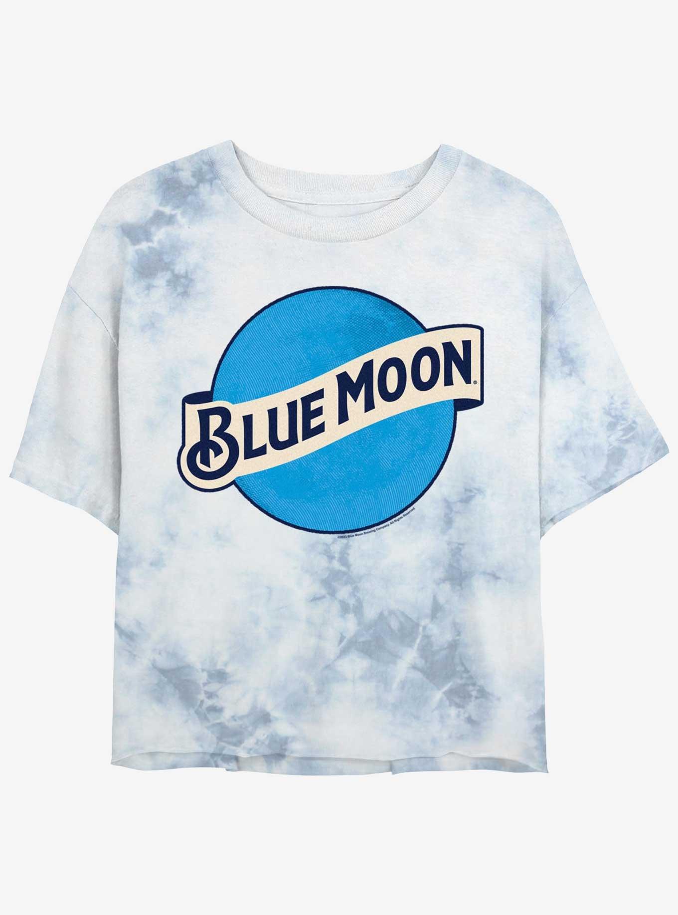 Coors Brewing Company Bright Blue Moon Logo Girls Tie-Dye Crop T-Shirt, , hi-res