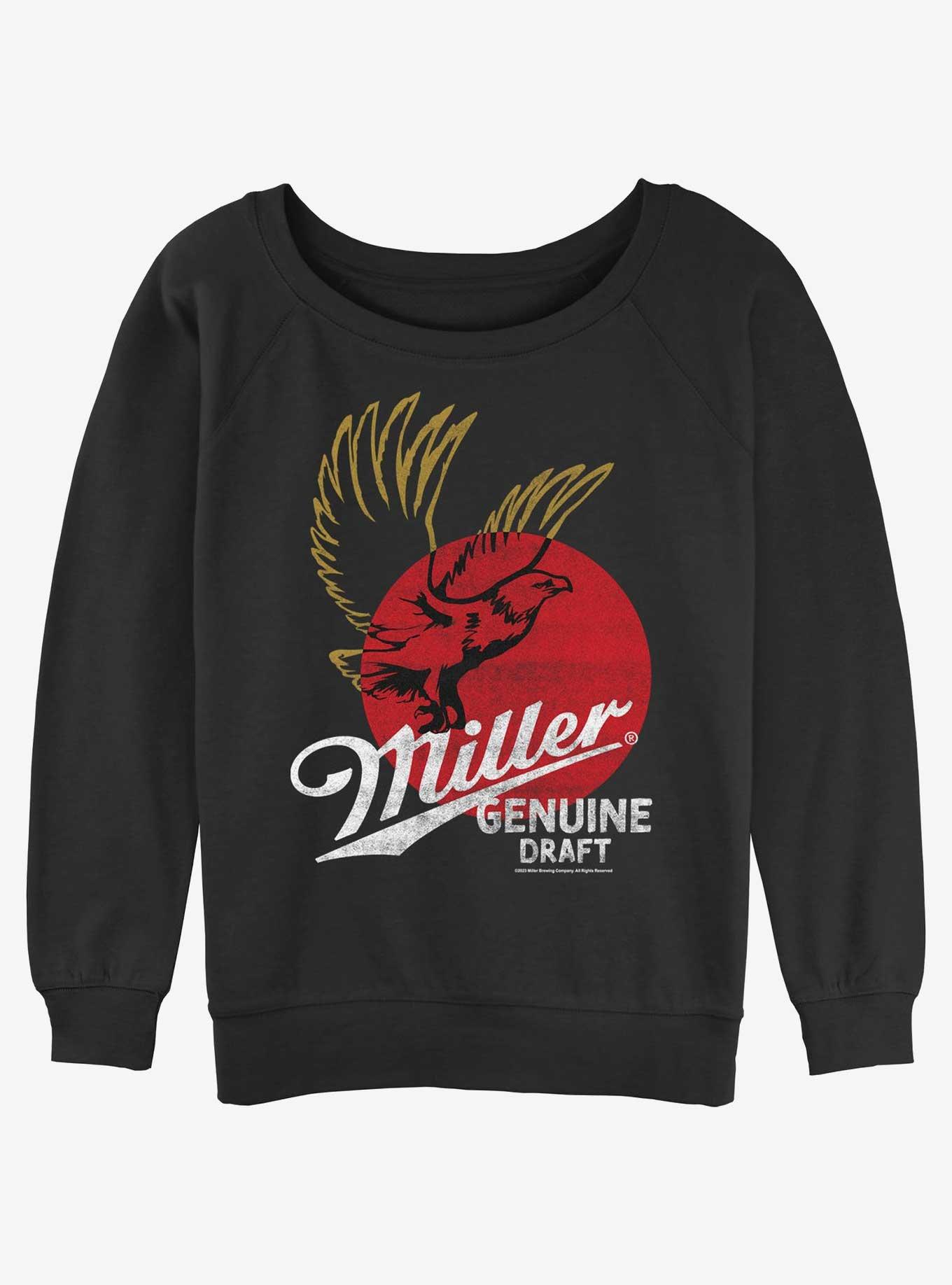 Miller Brewing Company Genuine Draft Logo Girls Slouchy Sweatshirt, BLACK, hi-res