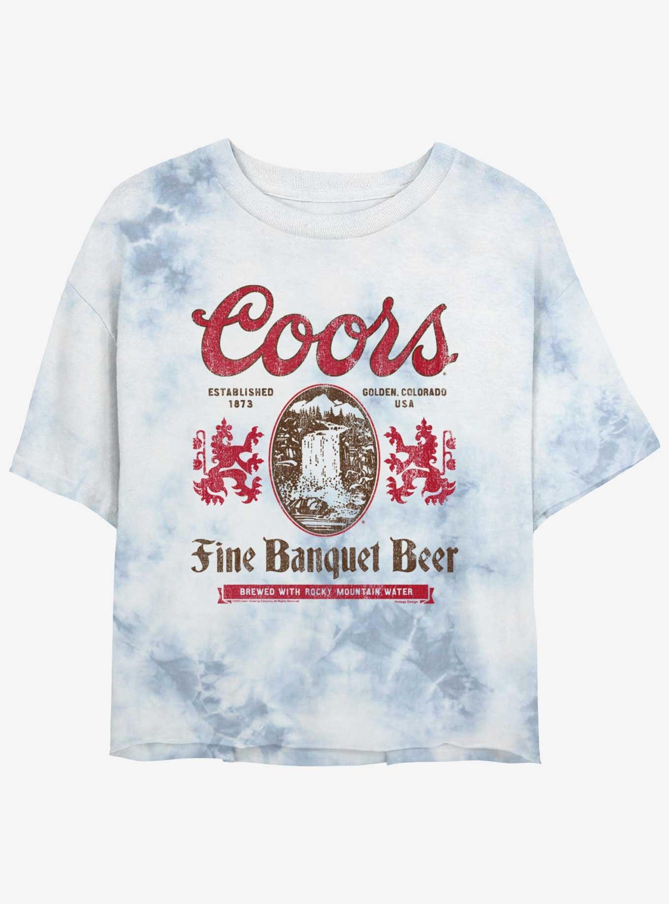 Coors Brewing Company Fine Banquet Beer Girls Tie-Dye Crop T-Shirt, WHITEBLUE, hi-res